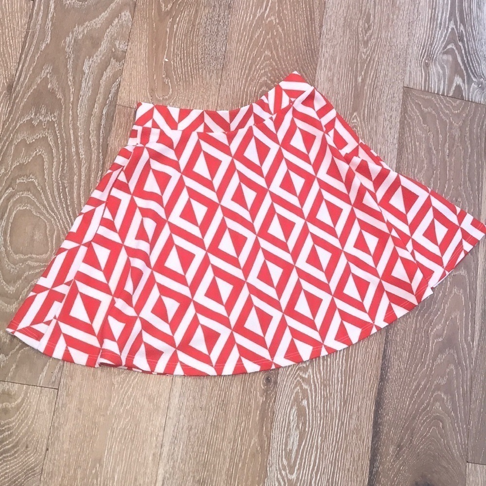 Everly Red and White Geometric Skirt